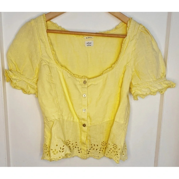 Wilfred Tops - Aritzia Lemon Meringue Yellow Wilfred Arwen Linen Top